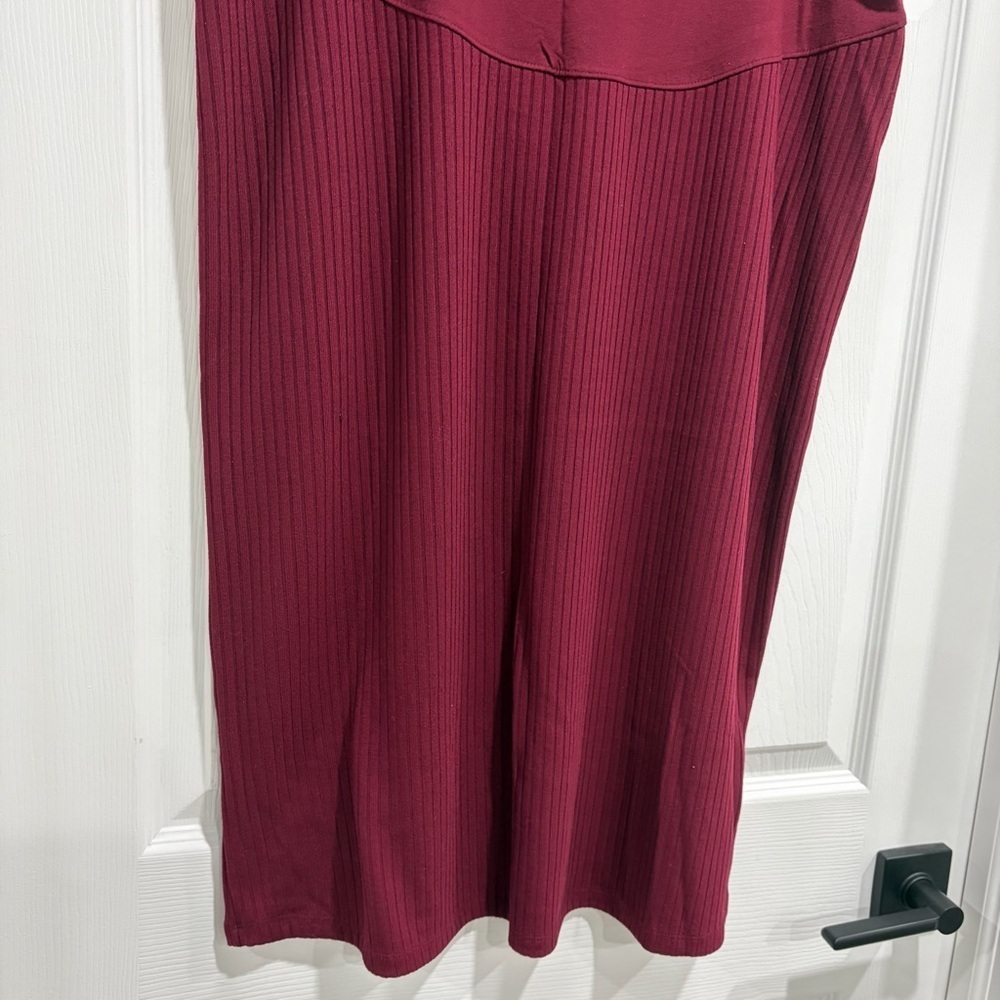 Old Navy Maternity Burgundy Midi Ribbed Pencil Skirt High Waist - Picture 2 of 6